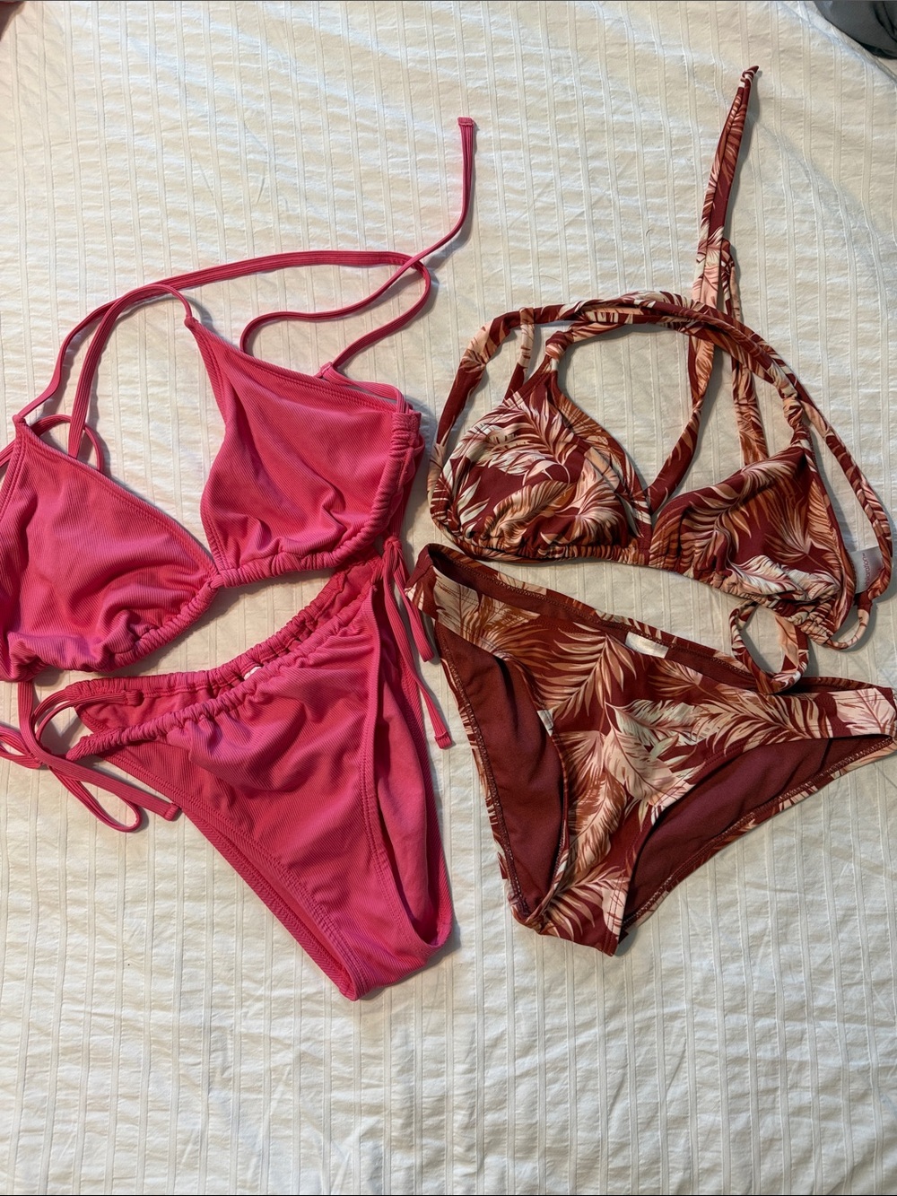 Target Pink Solid Bikini & Target Brown Leaf-Print Bikini Set
